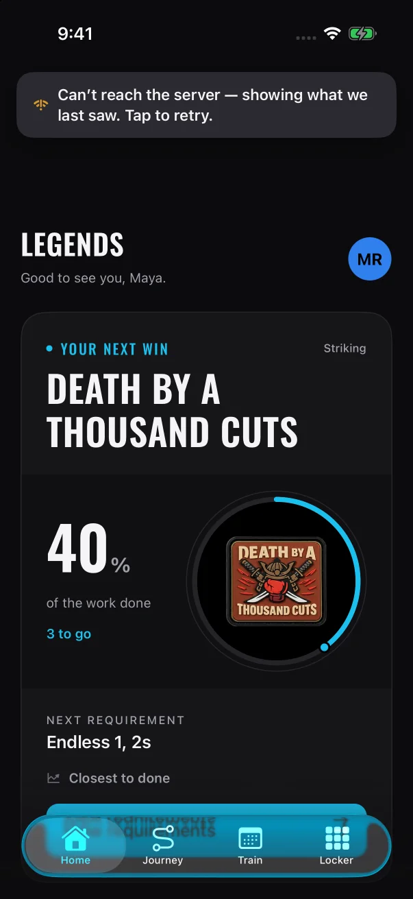 After the switch, the member screens stop refreshing and this banner stays at the top.