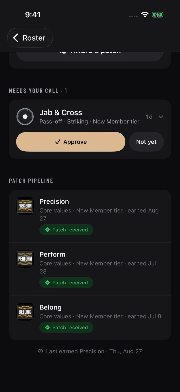 "Patch pipeline" lists physical patches that were handed over, received or sent back.