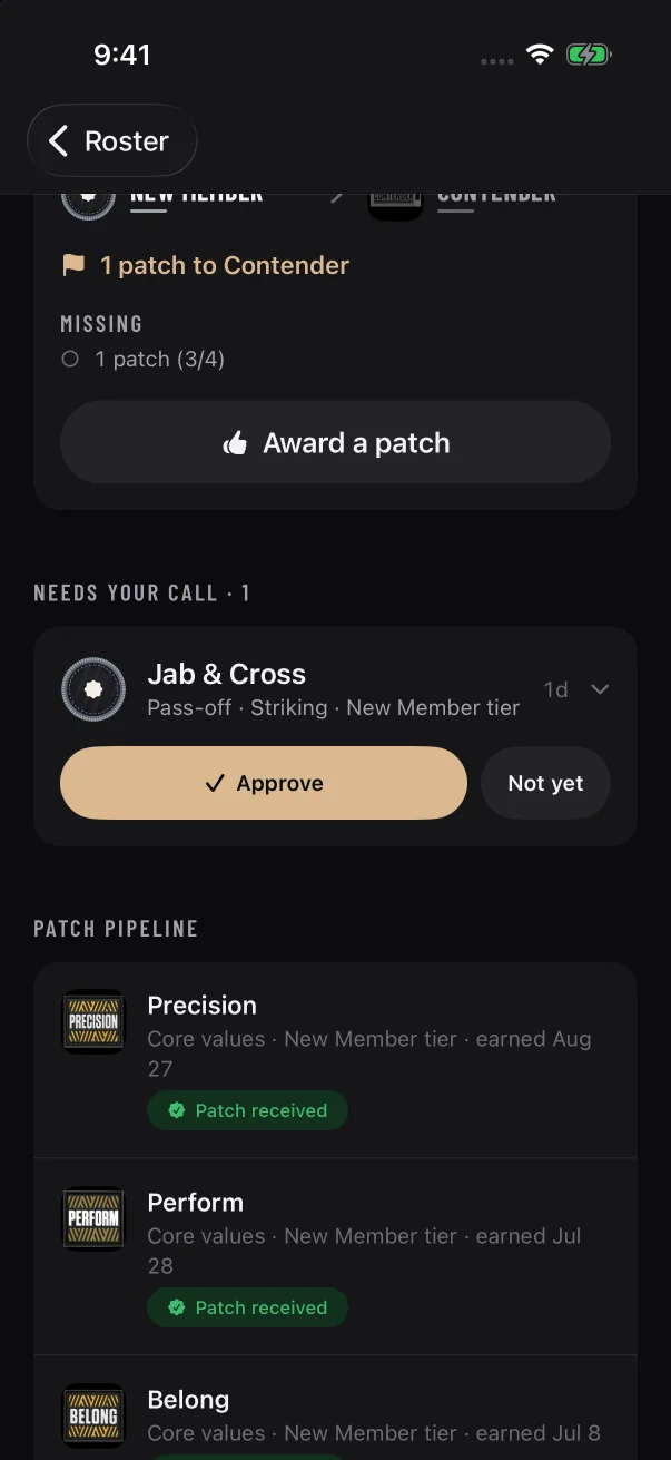 On a member's page, the same card appears under "Needs your call".
